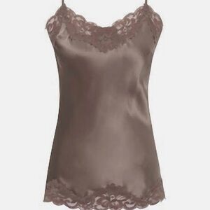 Gold hawk lace silk tank